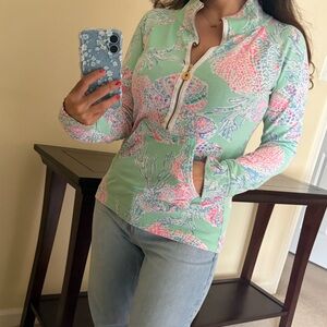 Lilly Pulitzer sea  jacket sweater shirt topper half zipper pockets top spring